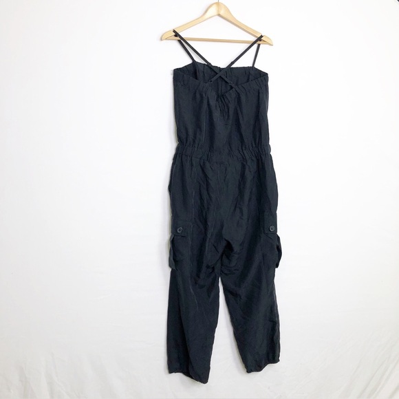 Club Monaco black silk cargo jogger jumpsuit - Picture 10 of 11